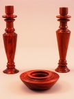 Candlestick Holders and Bowl in Padauk